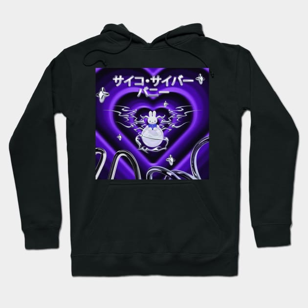 Y2k Cybercore Dark Purple Bunny Hoodie by Cyber Cyanide